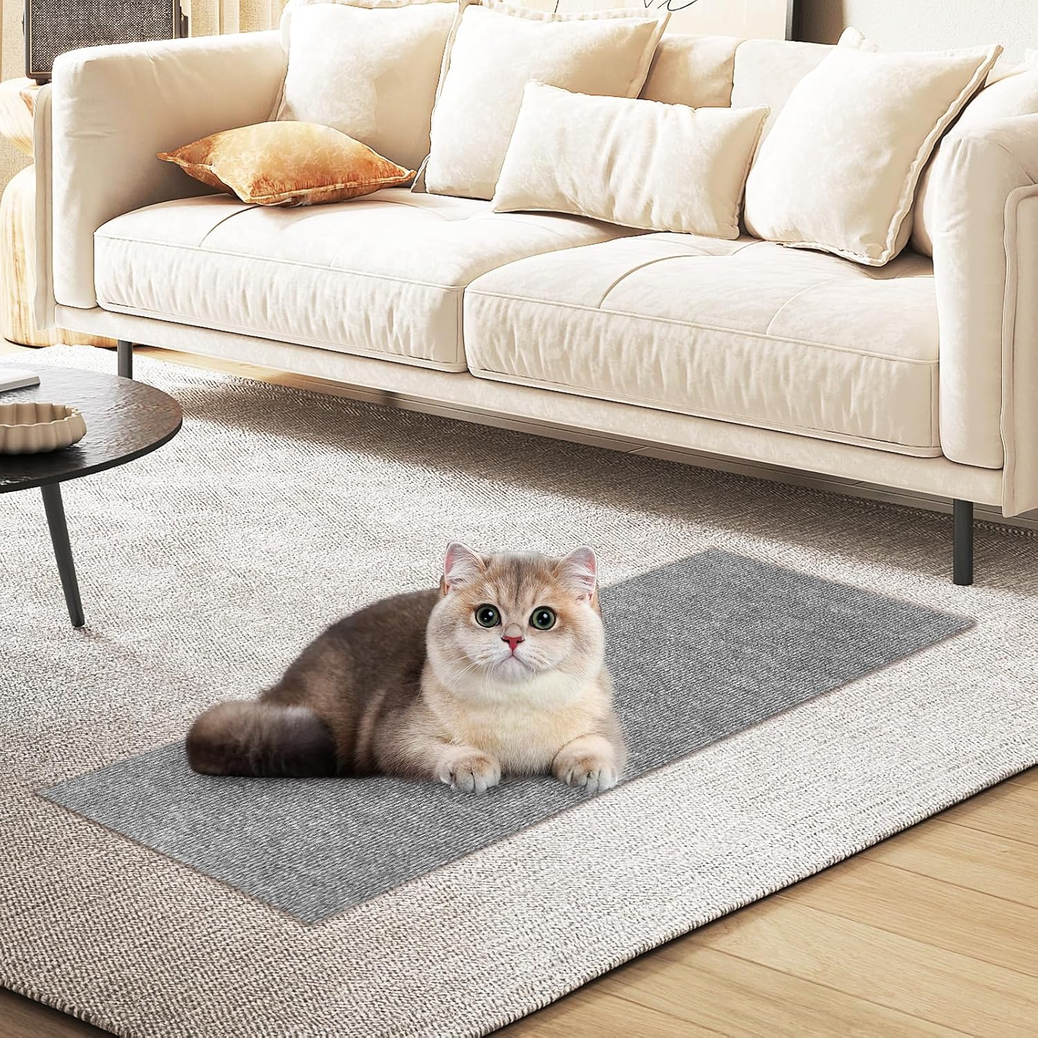 2 Pcs Cat Scratching Mats 30Cm&times;100Cm Self-Adhesive Carpet Scratch Furniture Protector, Grey Cat Wall Scratcher for Climbing and Resting image number 3