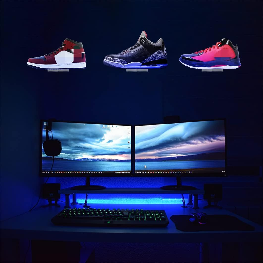 Floating Shoe Rack,Acrylic Clear Wall Mounted Shoe Display Shelf,Display Shoe&Sneaker Collectible Mini Shoe Rack for Gaming Room Room Decor for Men (12)