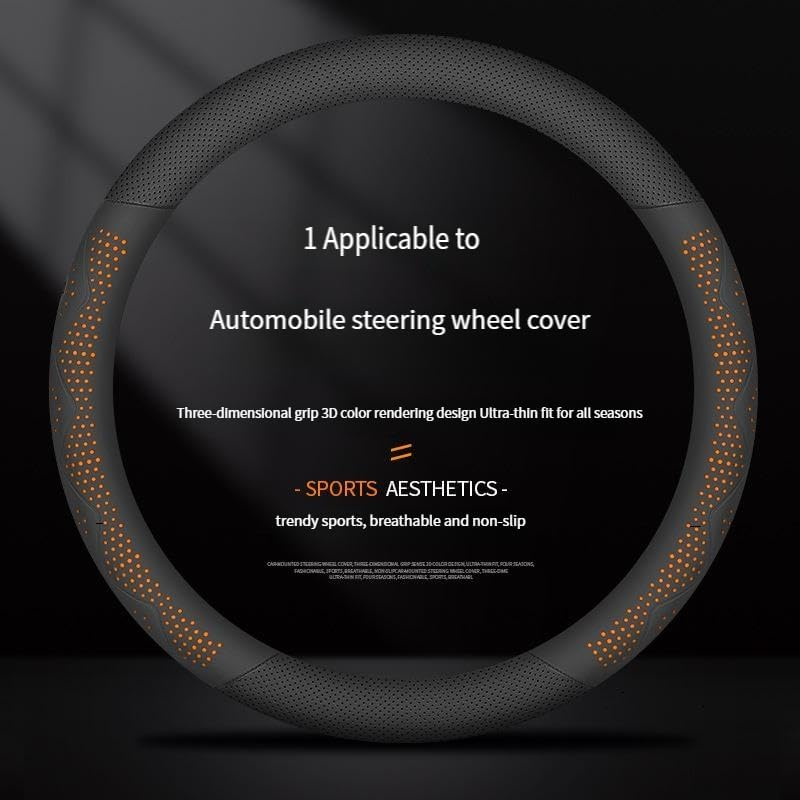 Ultra-Thin Leather Steering Wheel Cover &ndash; Non-Slip, Breathable Grip for Universal 15-Inch Wheels &ndash; Premium Black Stitching & Heat-Resistant Design (Black and White) image number 4