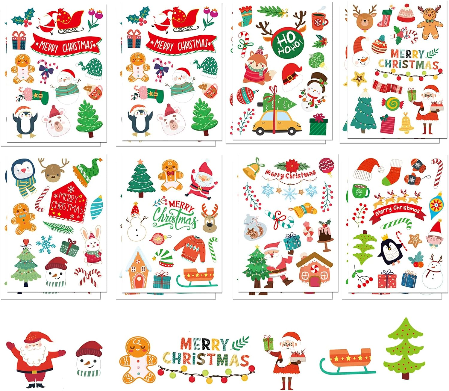 Christmas Stickers for Kids, 226Pcs Kids Christmas Xmas Stickers Self Adhesive Paper Stickers, Merry Xmas Crafting Santa Snowman Holiday Stickers for Scrapbook, Reward Stickers for Kids
