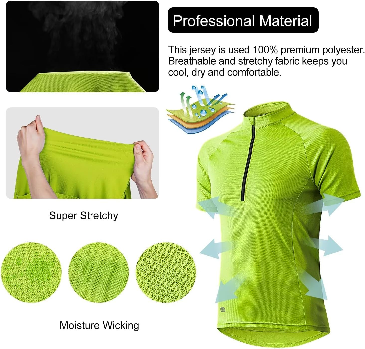 INBIKE Men'S Cycling Jerseys Moisture Wicking Short Sleeve Quick Dry Bike Jersey Long Sleeve Running Tops Breathable image number 5
