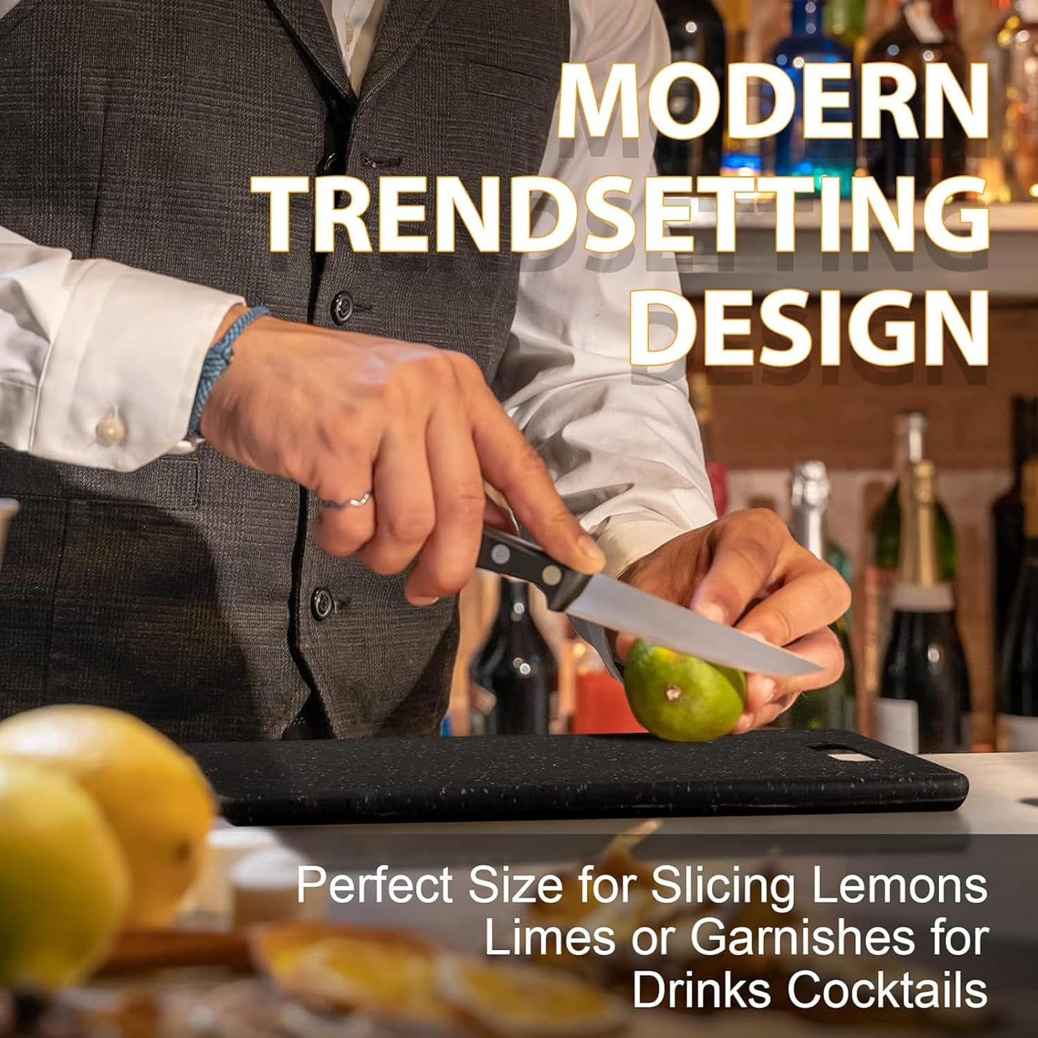 Cutting Boards for Kitchen, No BPA Chopping Boards Set of 3, Dishwasher Safe Cutting Boards with Carrying Handle, Black image number 6