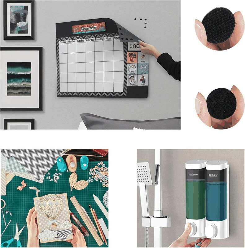 JANYUN Black 1008 Pcs 2/5" Sticky Back Coins Hook Loop Self Adhesive Dots Tapes