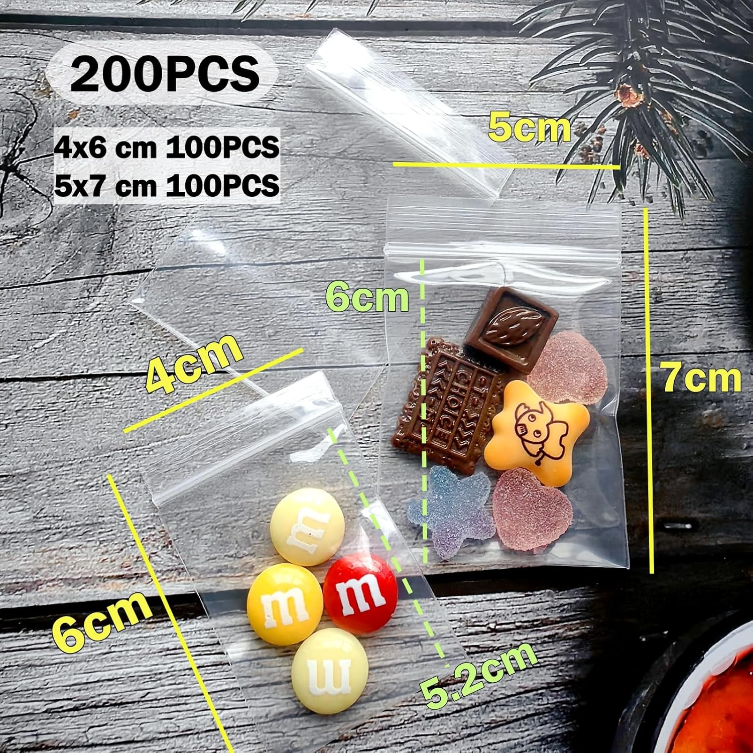 200 Pack Mini Ziplock Bags, 2 Different Size Small Poly Zipper Bags, 80 Micron Clear Reusable Ziplock Bags Storage for Bead,Jewelry,Candy (4X6Cm +5X7Cm) image number 4