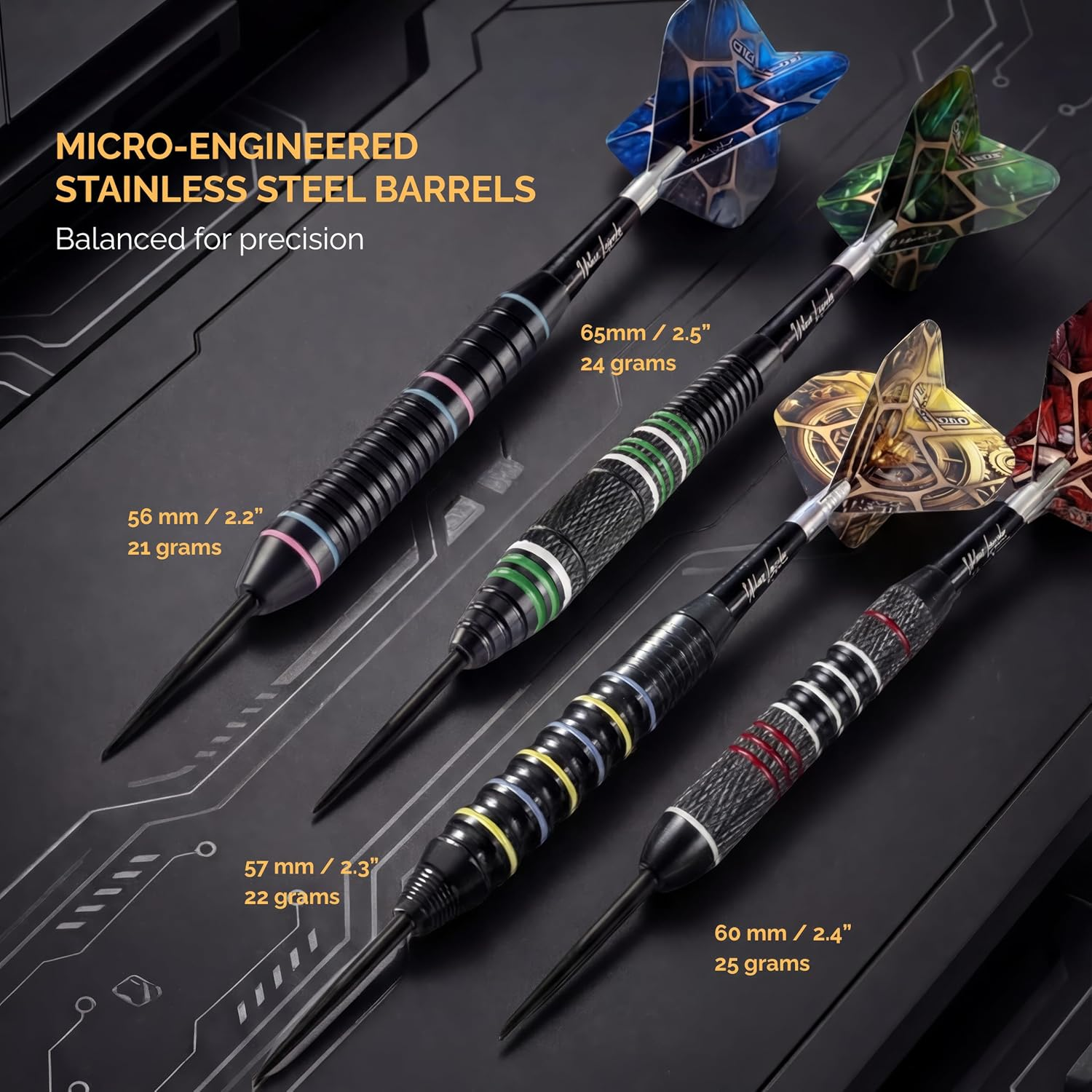 Ignatgames Premium Steel Tip Darts &ndash; 3/6/12 Pack Brass Barrels with Aluminum Shafts, 16 Glidexpro Flight Set, Tool Kit & Giftable Case image number 1