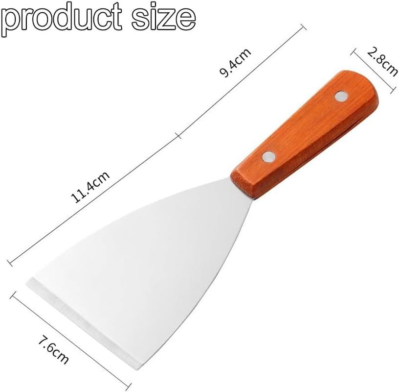 2Pcsstainless Steel Grill Scraper Tool, Suitable for Flat Top Teppanyaki Barbecue, Multifunctional Scraper, Suitable for Home Baking and Cooking of Pancakes, Pizzas, Beveled Edges image number 3