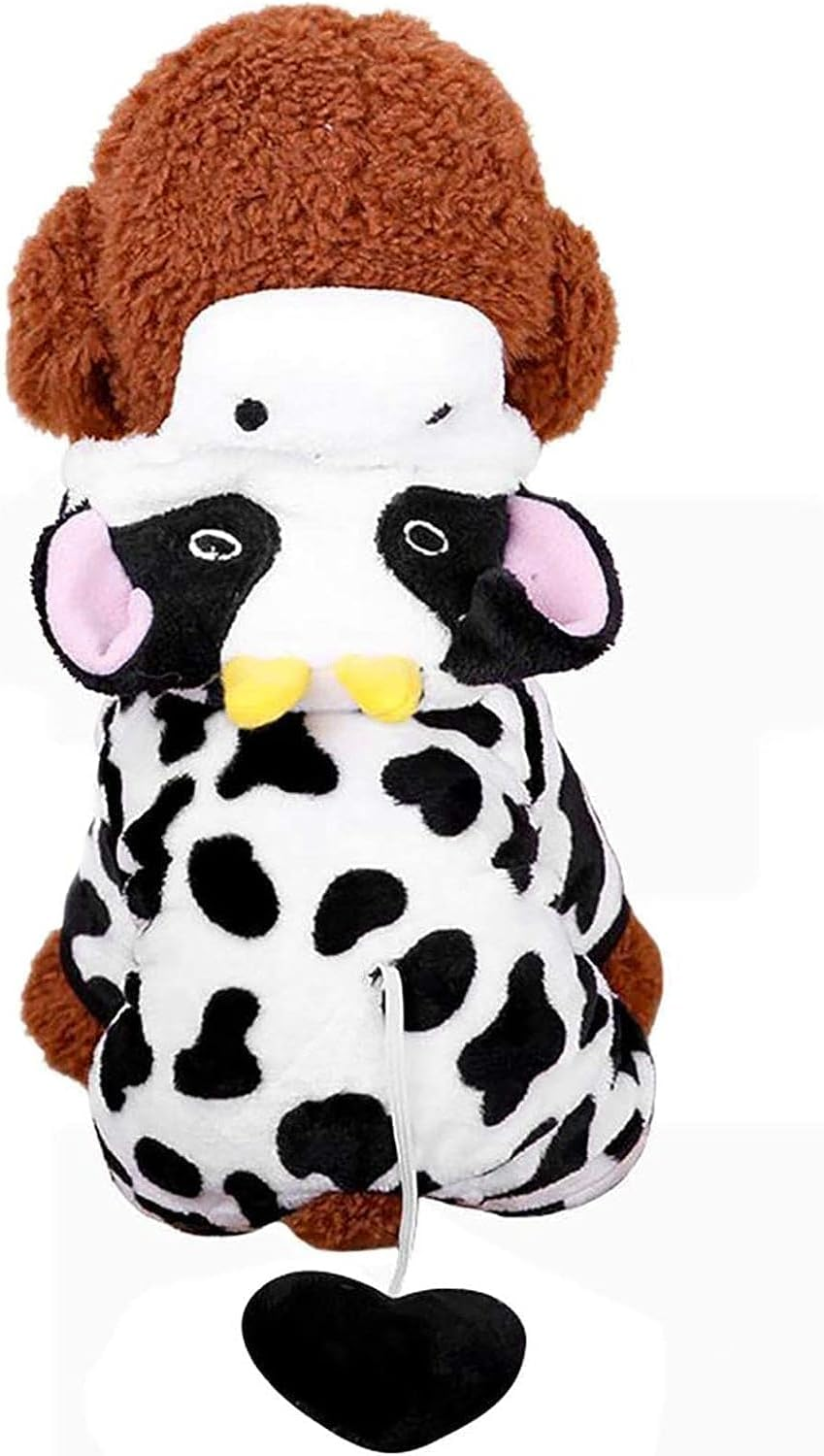 Cow Dog Costume | Cows Pet Dog Clothes for Small Breeds Dogs,Christmas Winter Warm Fleece Pet Hoodie for Small Medium Dogs Puppies image number 2
