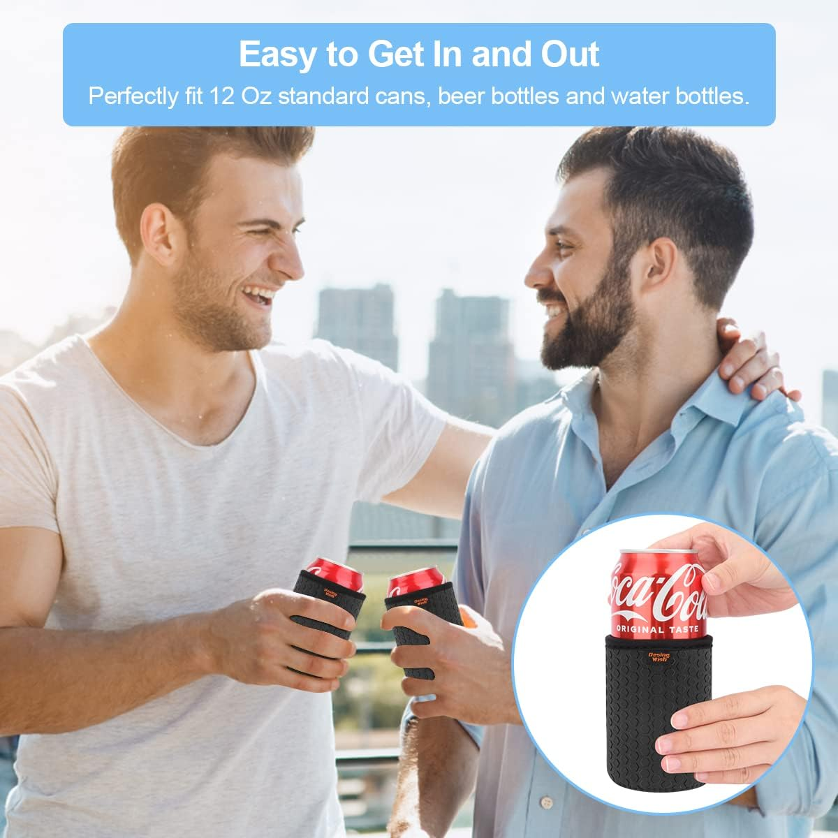 Desing Wish 3 Piece 12 Oz Standard Drink Cooler Set Can Cooler Neoprene Bottle Cooler Cuff Cooling Cuff for Outdoor on the Go Party Beer Bottle Beer Water Wine Cuff Cans Cooler image number 6