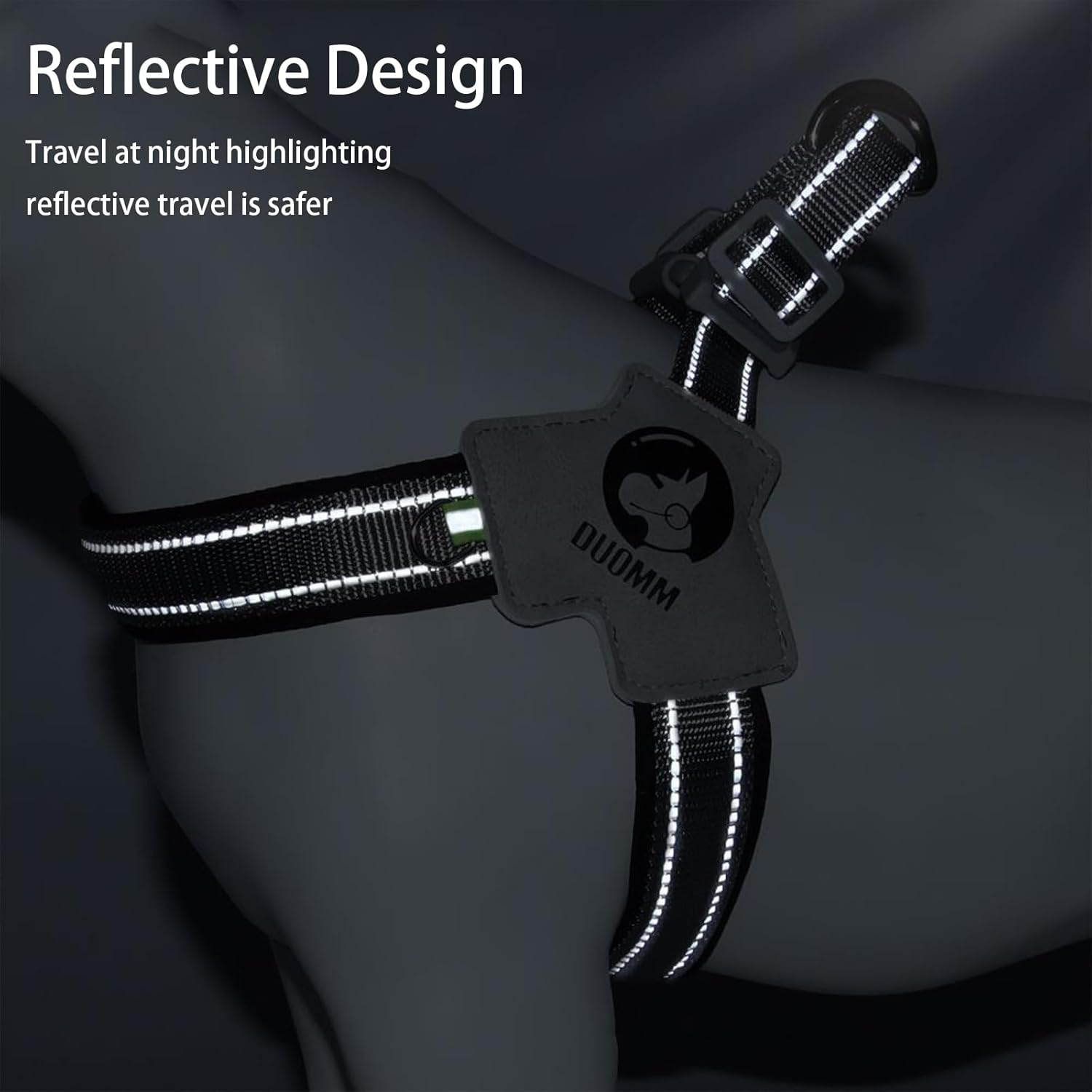 Glow-In-The-Dark Small Dog Harness and Leash Set, Reflective Nylon and Terylene Adjustable Lead for Night Safety - Blue image number 6