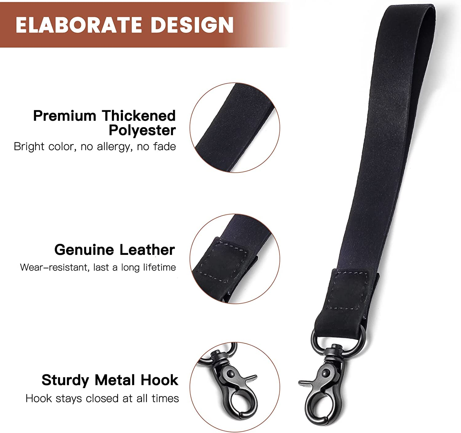 Hand Wrist Lanyard Key Chain Holder, Wristlet Strap for Key for Women & Men, Short Keychain Lanyard for Car Key image number 2