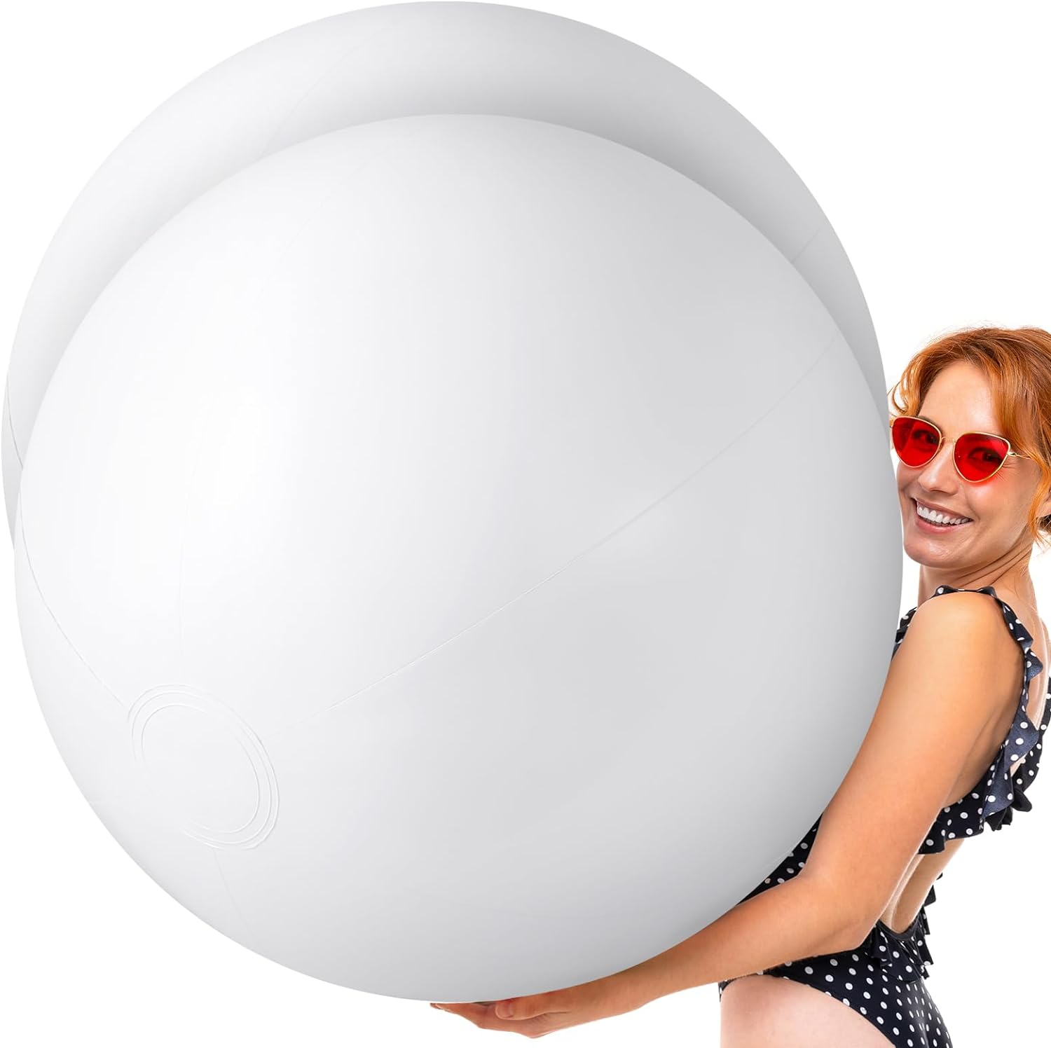 6.5 Feet White Giant Beach Ball Large Inflatable Ball Swimming Pool Party Ball for Summer Beach Massive Beach Decorations Supplies for Water Games Birthday Pool Party(1 Pcs) image number 4