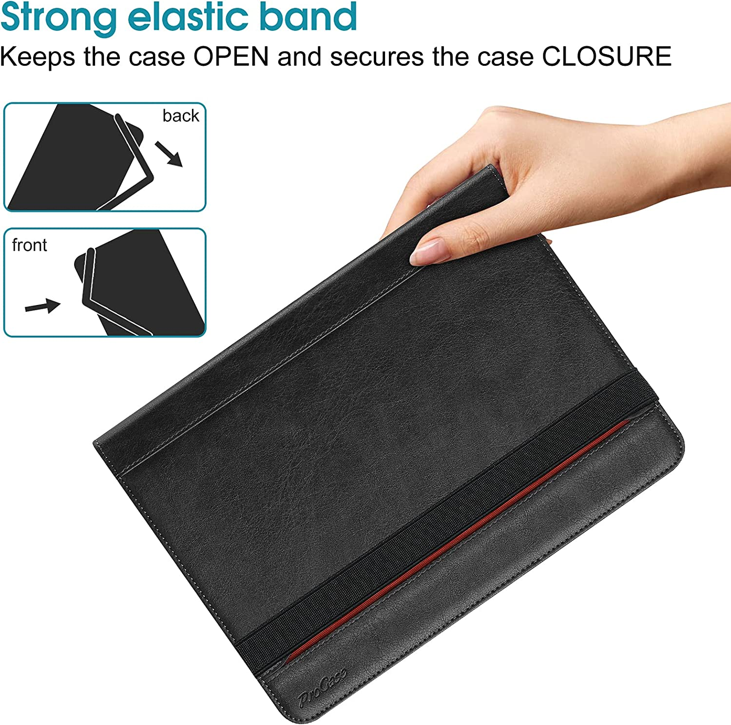 Procase Ipad Pro 12.9 Inch Case 2022 2021 2020 2018, Leather Stand Folio Protective Cover Case with Pencil Holder for Ipad Pro 12.9" 6Th Gen 2022 / 5Th Gen 2021 / 4Th Gen 2020 / 3Rd Gen 2018 -Black image number 5