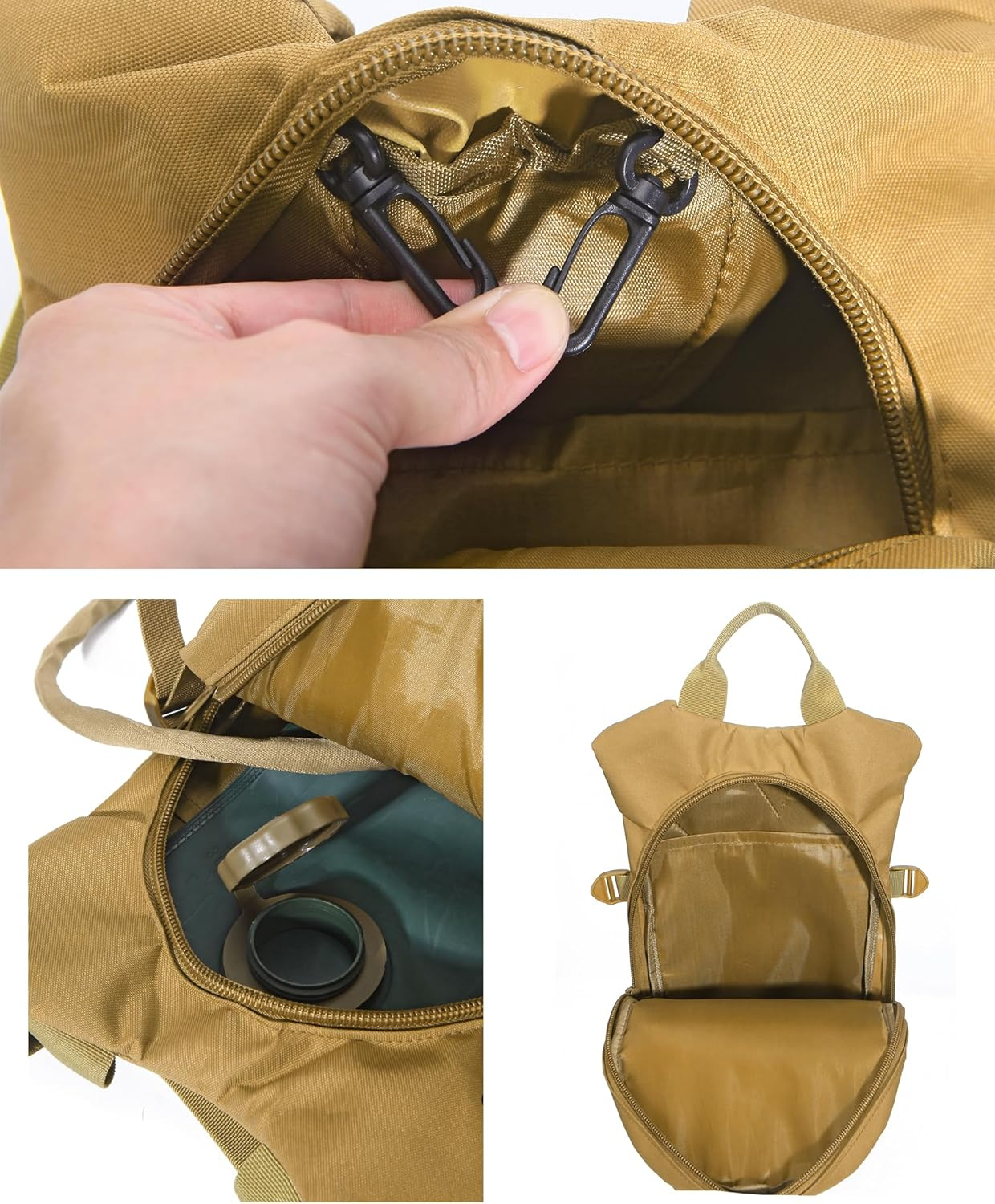 3L Water Backpack for Hiking, Pocket Tactical Hydration Pack, Outdoor Cycling, Lightweight Hydration Backpack, Jogging for Fitness, Durable and Comfortable, Khaki image number 5