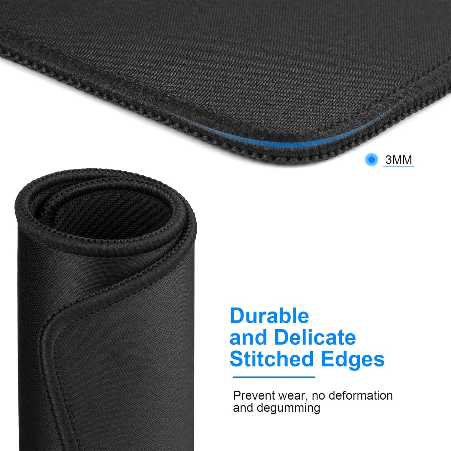 KTRIO Mouse Mat 6 Pack [30% Larger] with Stitched Edges, 280X220X3Mm Mousepad Gaming Mouse Pad Mat, Waterproof Mouse Mats with Non-Slip Rubber Base, Mouse Pads for Computers, Laptop, PC, Black image number 5