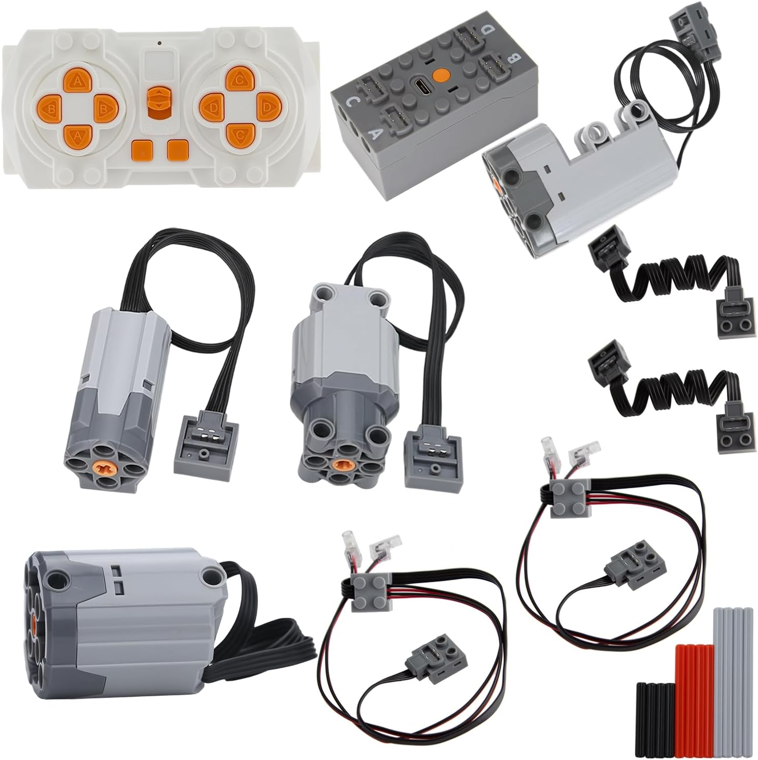 TEESE 22Pcs Technic-Motor Set with Adjustable-Speed-Remote-Battery-Box, Extension-Cord-Light-Cable, Compatible with Technic-Parts image number 5