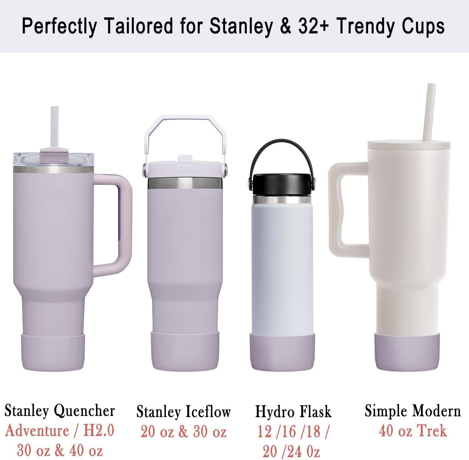 WADY 2-Pack Silicone Boot for Stanley Tumbler 30 40 Oz, Compatible with Yeti, Simple Modern, Owala Water Bottle - Black image number 3