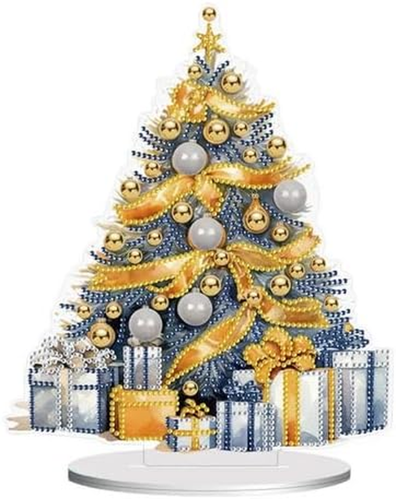 Syntego 5D DIY Christmas Tree with Yellow Ribbon Diamond Painting Kit Crystal Rhinestone Acrylic Table Top Decoration (Xmas Tree 3) - Heart Bear image number 5