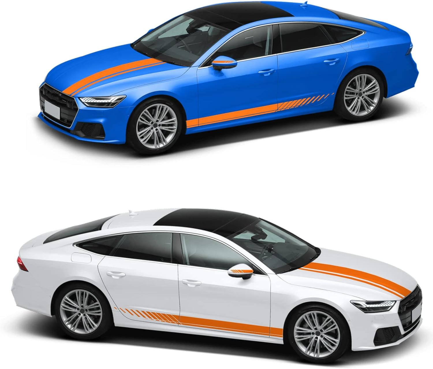 5PCS Car Hood Car Body Rearview Mirror Modified Sport Style Stripe Sticker Graphic Vinyl Racing Stripe Decal Decoration Accessories Sticker for Cars Orange image number 3