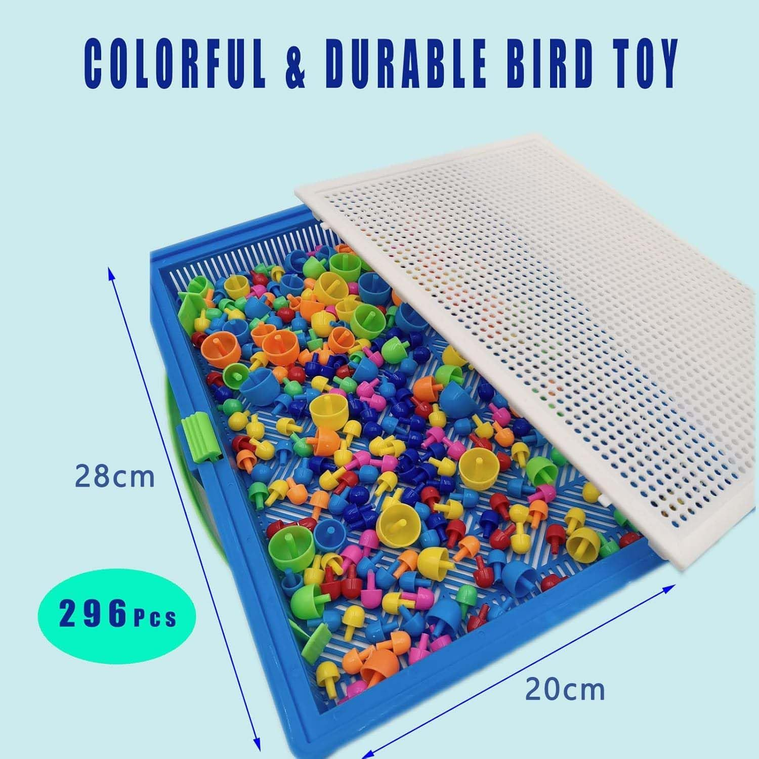 Bird Toys for Parakeets, Parrot Foraging and Chewing Toys with Mushroom-Shaped Peg Blocks for Small & Medium Birds, Suitable for Parakeets, Budgerigars, Conures image number 4