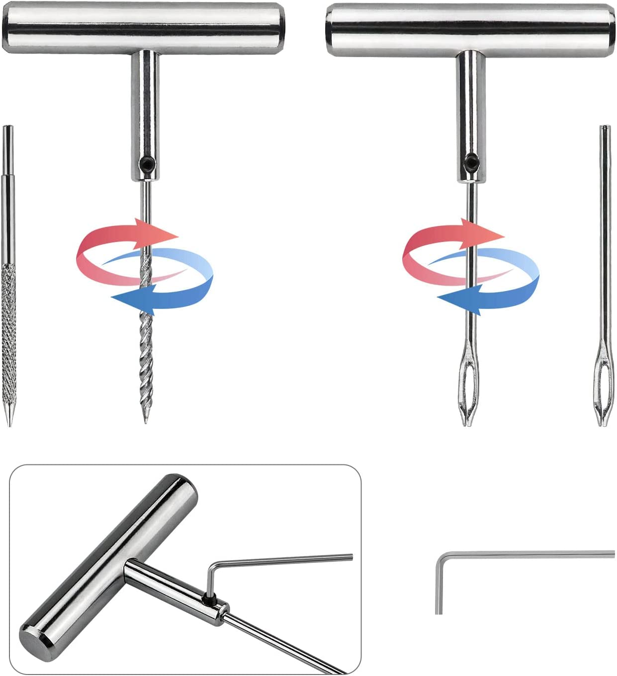 Tyre Repair Kit - 67 Pieces Heavy Duty Flat Tyre Repair Kit - Chrome Finish Tools - Suitable for Cars, Motorcycles, Trucks, Atvs, Tractors image number 3