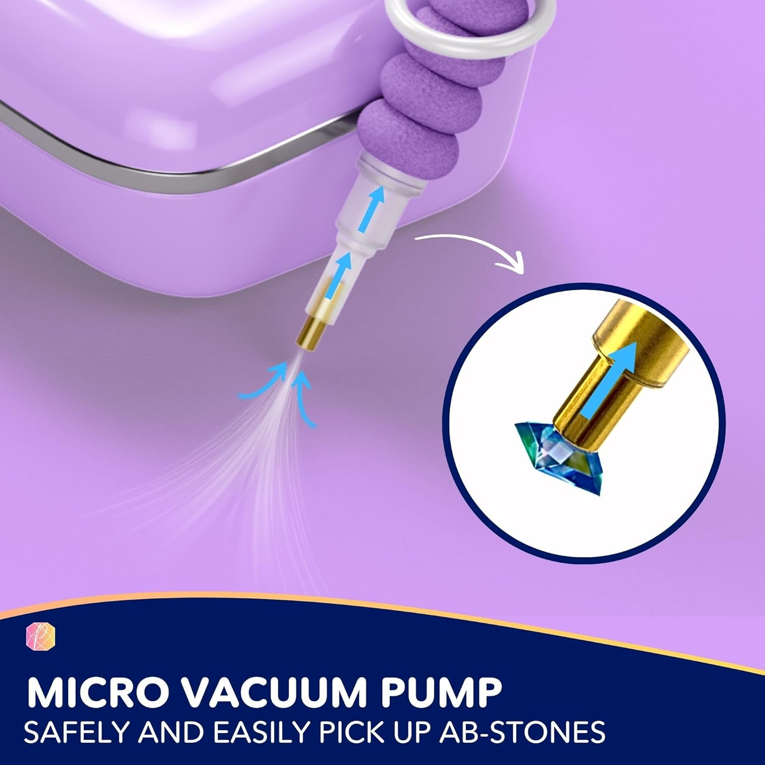 Picmondoo - Pink Wireless Diamond Painting Pen - E-Painter with Vacuum Pump - AB Stones Setting - Adults, Non-Foldable