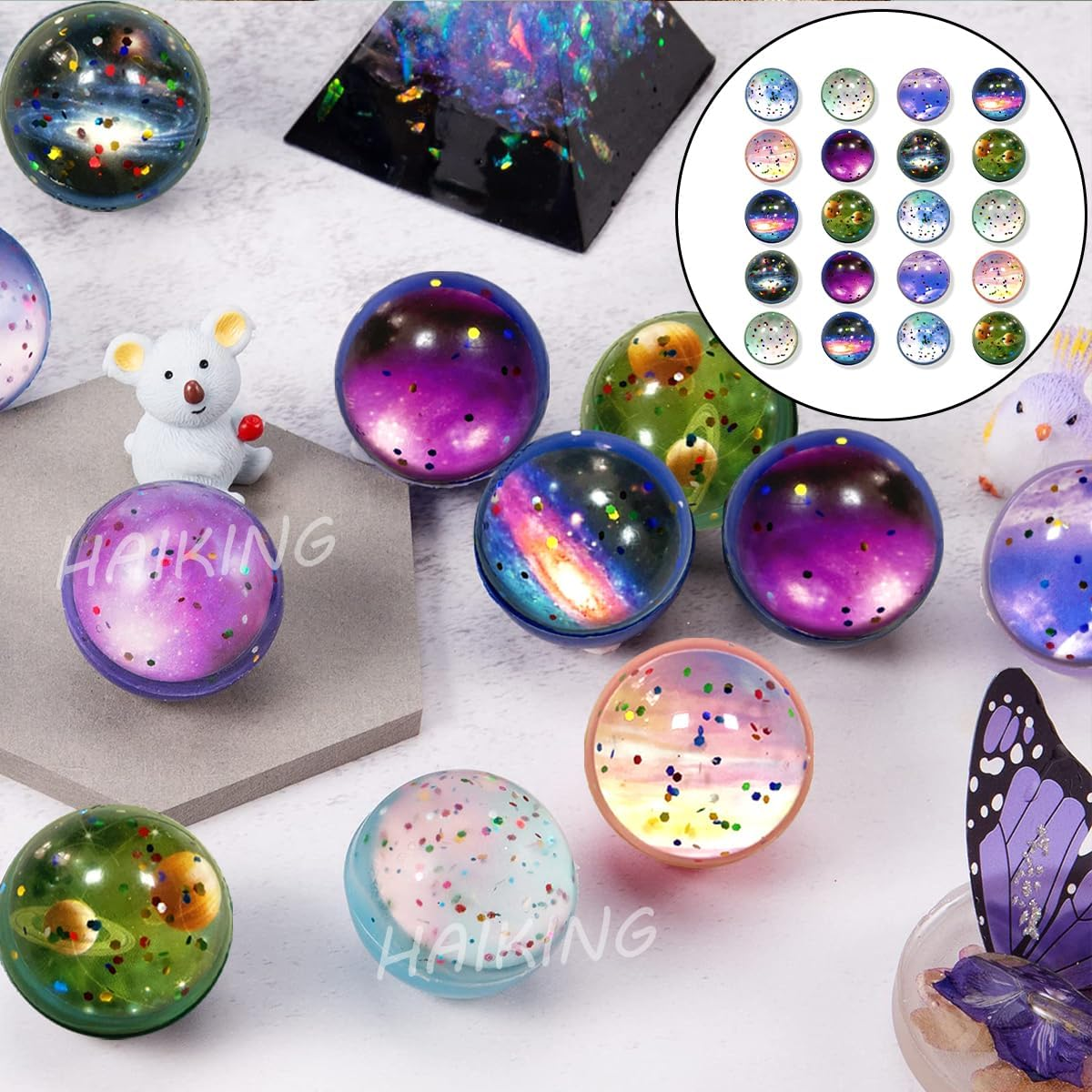Space Bouncy Balls, 20 Pcs Galaxy Theme Bouncing Balls for Party Favors, Gift Bag Filling (30MM) image number 3