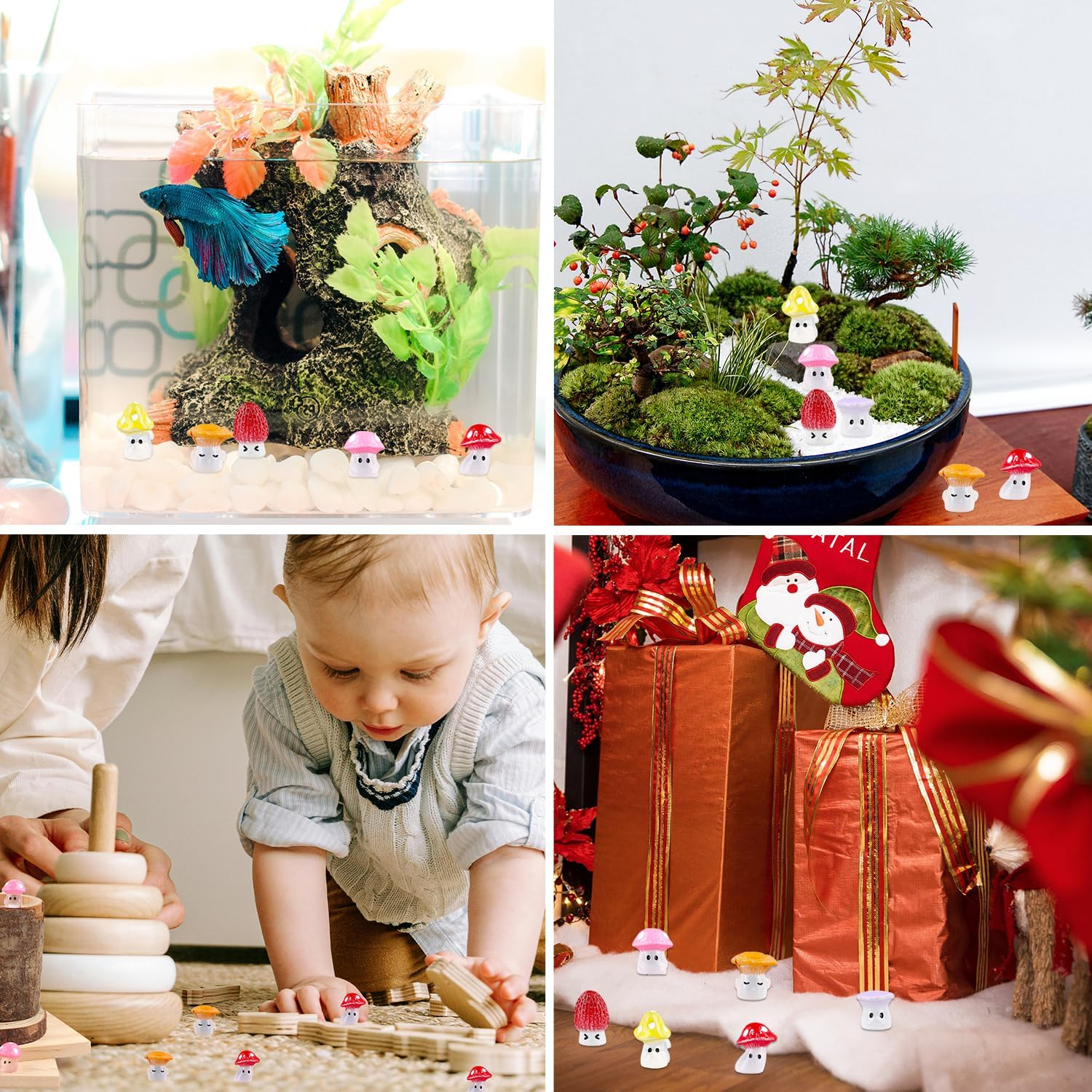 30Pcs Luminous Mini Mushrooms, Cute Tiny Resin Mushrooms Figurines Miniature Mushroom Statue Decor Small Glow Mushroom Decorations for Micro Landscape Patio Garden Craft Home Decoration image number 5