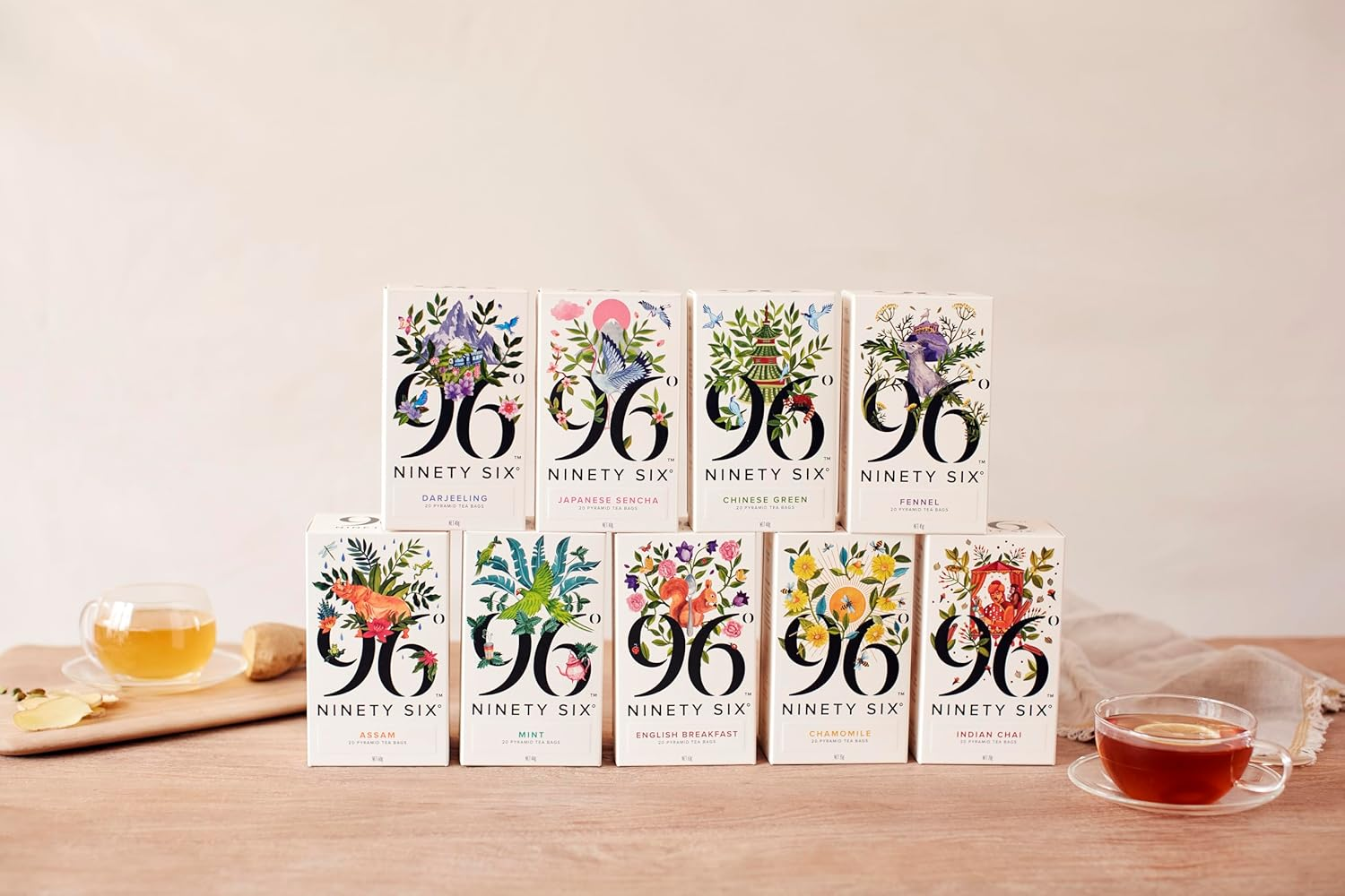 96&deg; Fennel Tea &ndash; Pack of 3 &times; 20 Pyramid Tea Bags (60 Bags), Aromatic, Sweet & Calming Herbal Tea, Caffeine-Free, Individually Wrapped Recyclable Envelopes, Plant-Based Tea Bags with No Microplastics image number 1