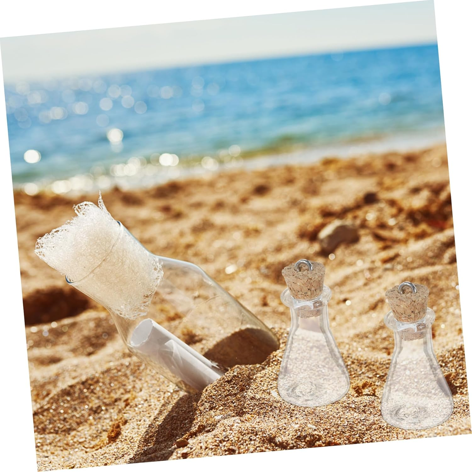 Elegant Glass Bottle Pendants Creative Wishing Bottles Set of 4 Diy Mini image number 3