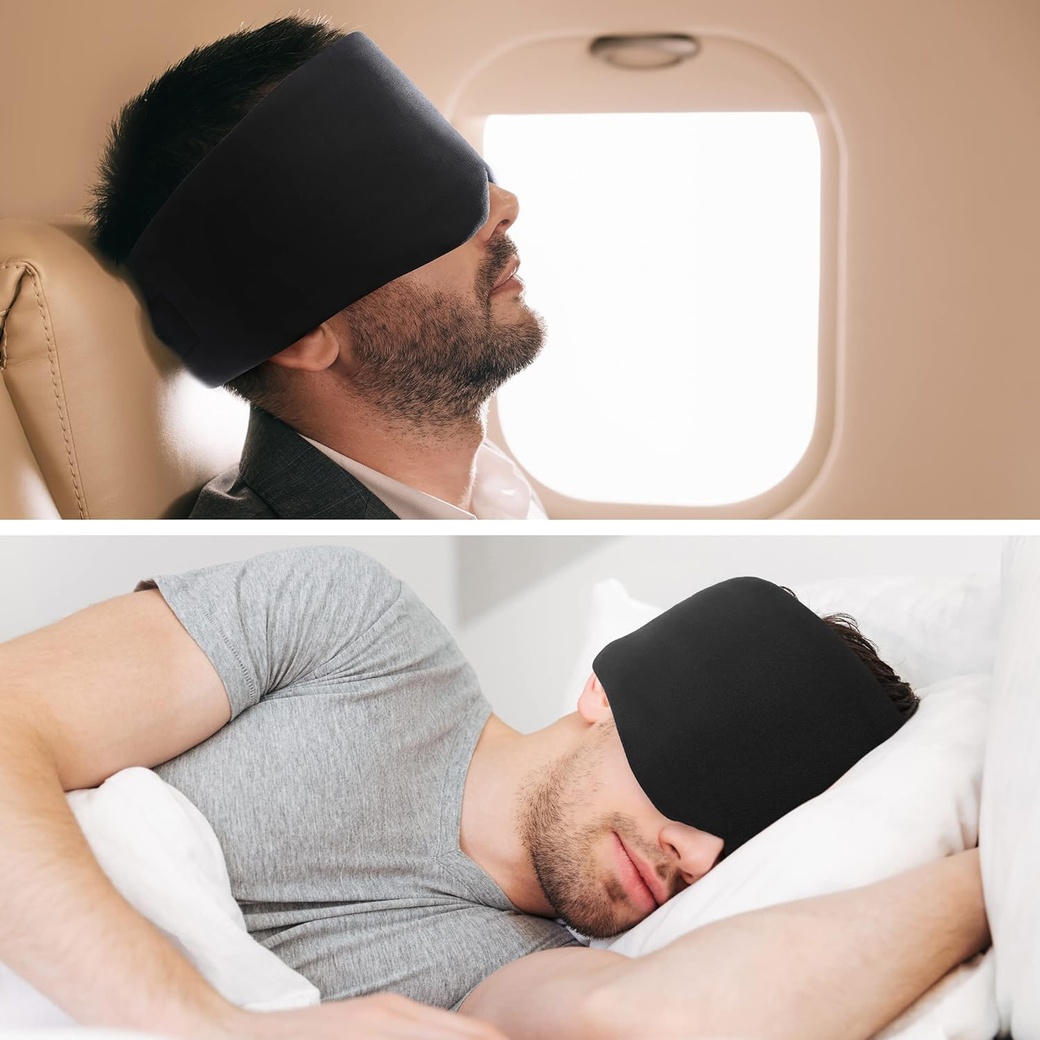 FRESHME Light Blocking Sleep Eye Mask - Comfortable and Breathable Sleeping for Women Men Adjustable Cotton Blindfold Travel Flight Rest (Black),1