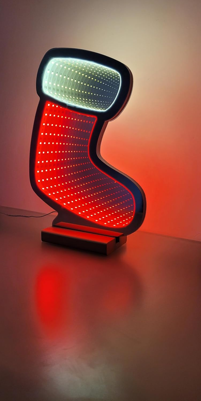 Brandsseller LED 21.5 X 7 X 30 Cm Christmas Boots Infinity Effect Timer Function Illuminated on Both Sides Window Decoration X-Mas IP20-3 M Cable Including Stand for Indoor Use image number 3