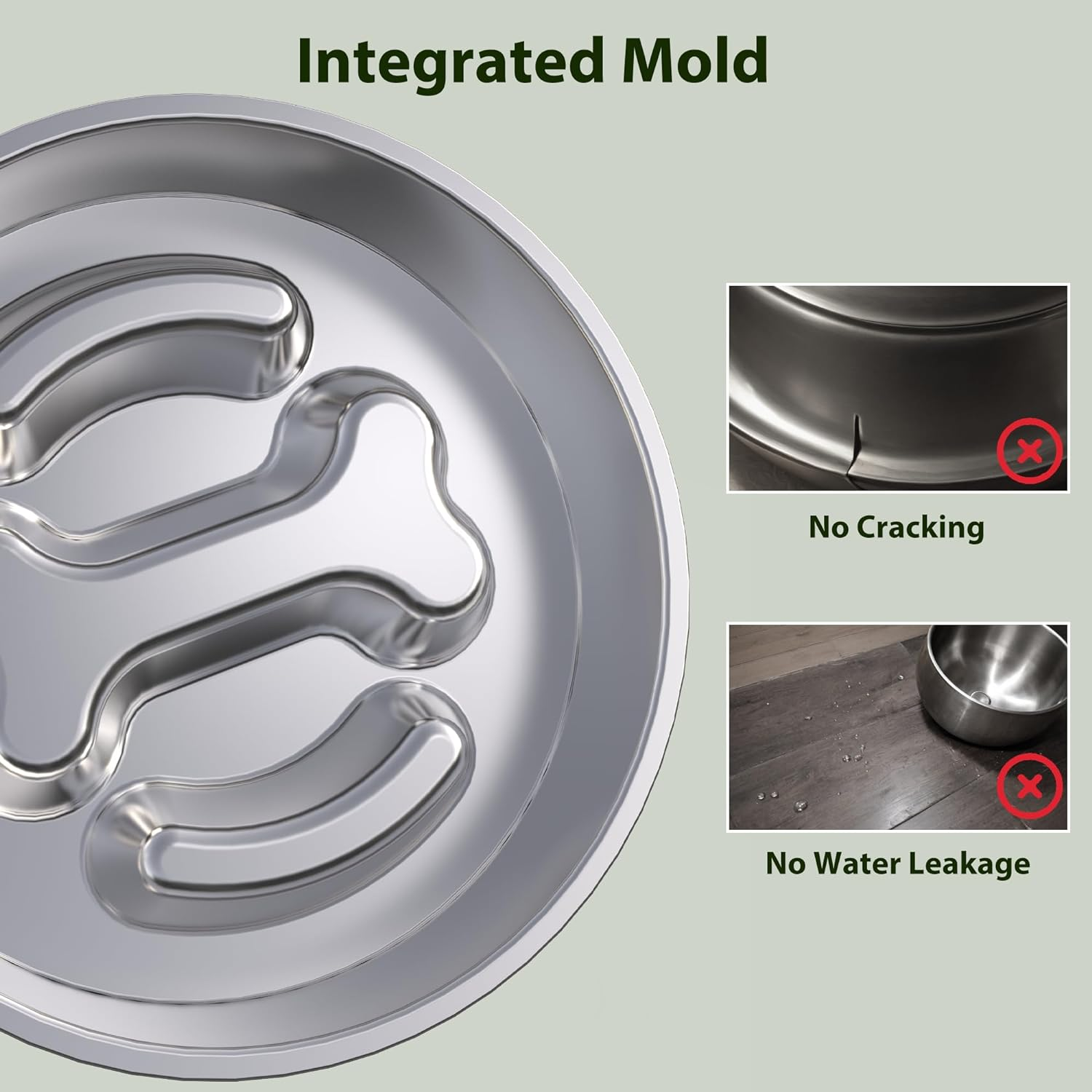 Slow Feeder Dog Bowls Kit Stainless Steel Non-Slip Dog Food Bowl for Small Medium Large Breeds 2~4 Cups Dog Slow Feeder Bowl for Fast Eaters Slows down Eating Dog Food Bowl&Dog Water Bowls 2Packs image number 6