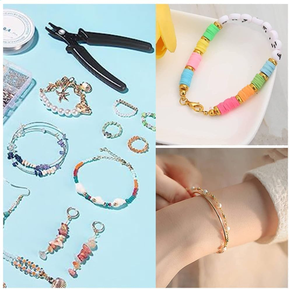1200 Pcs Crimp Beads Kit for Jewelry Making Crimp Beads Crimp Covers Crimp Tubes and Wire Guardians Lobster Clasps Jump Rings Crimping Pliers and Beading Wire for Jewelry Making image number 2