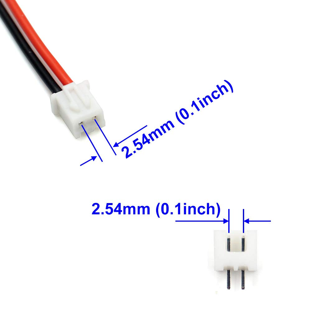 5 Pairs JST-XH 2.54Mm 1S 2 Pin Balance Plug Lead Socket Male and Female Connector with 10Cm Silicone Wire Cables