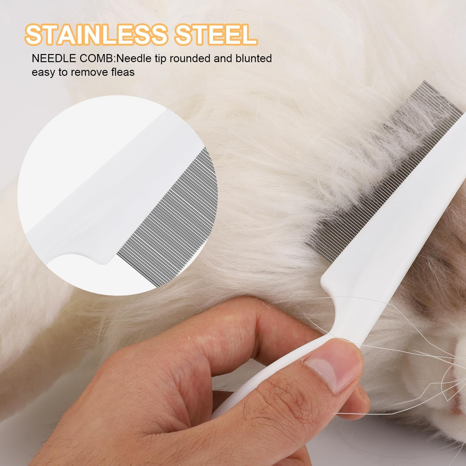 2 Packs Pet Hair Comb, 2 in 1 New Dog Comb Multifunctional Pet Hair Comb Pet Hair Comb Flea and Tear Stain Removal Cat Comb for Grooming and Dehairing Face and Paws image number 2