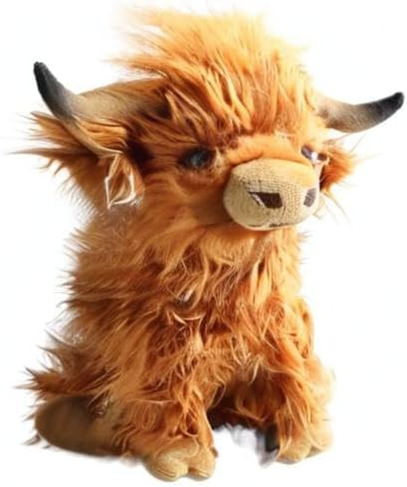 9.8Inch Simulation Highland Cow Plush Toy Soft Stuffed Animal Doll Realistic Scottish Highland Cattle Plushies image number 1