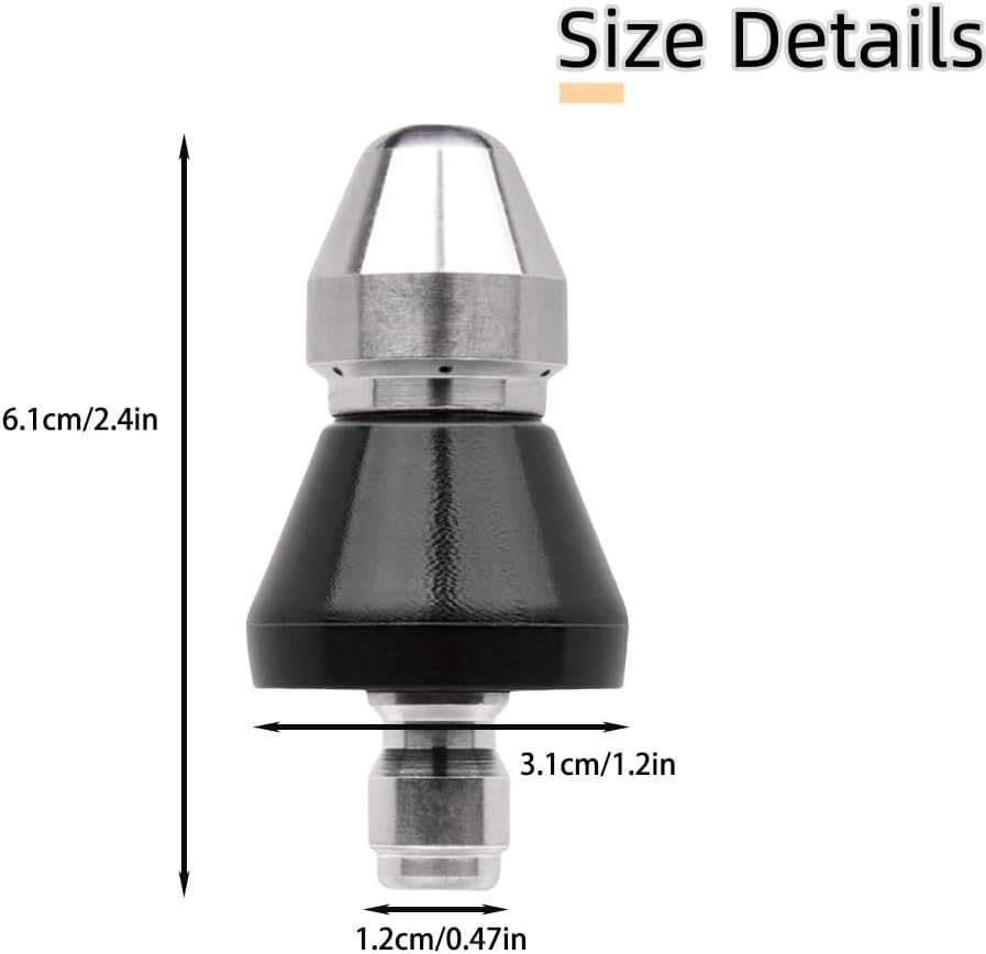 High Pressure Cleaning and Dredging Machine, 1/4 Drain Nozzle Water Mouse Nozzle, 1 Front Jet and 6 Rear Jets, Cleaning and Dredging, Sewage Nozzle image number 2