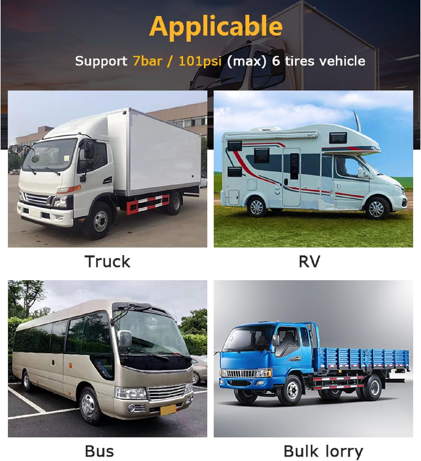 Solar Power Tire Pressure Monitoring System, 6 Wheels TPMS Pressure Sensor Monitor with LCD Display, 0-116Psi, Real Time Tyre Pressure Detector for RV Truck Suvs image number 2