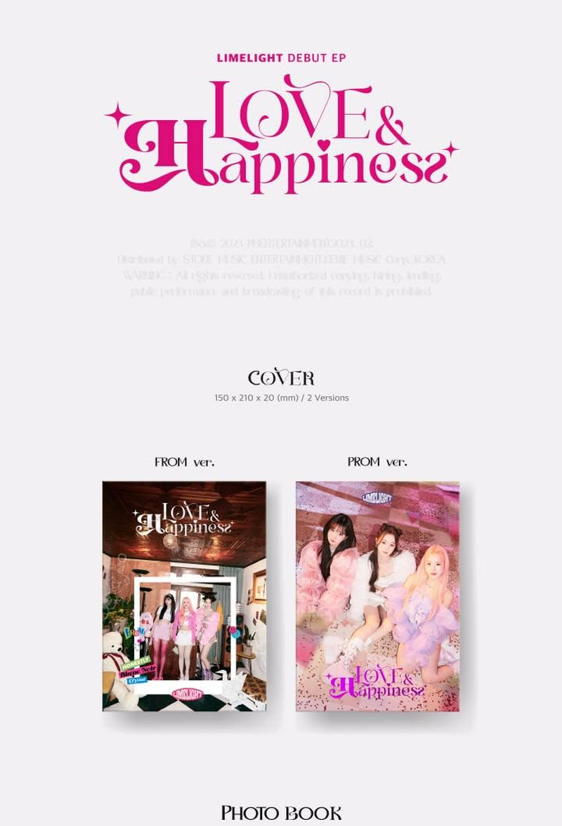 LIMELIGHT LOVE HAPPINESS Debut EP Album PROM Version Cd+144P Photobook+1P ID Card+1P Lenticular Photocard+2P Photocard+1Ea Message Film+1Ea Sticker+Tracking Kpop Sealed image number 4