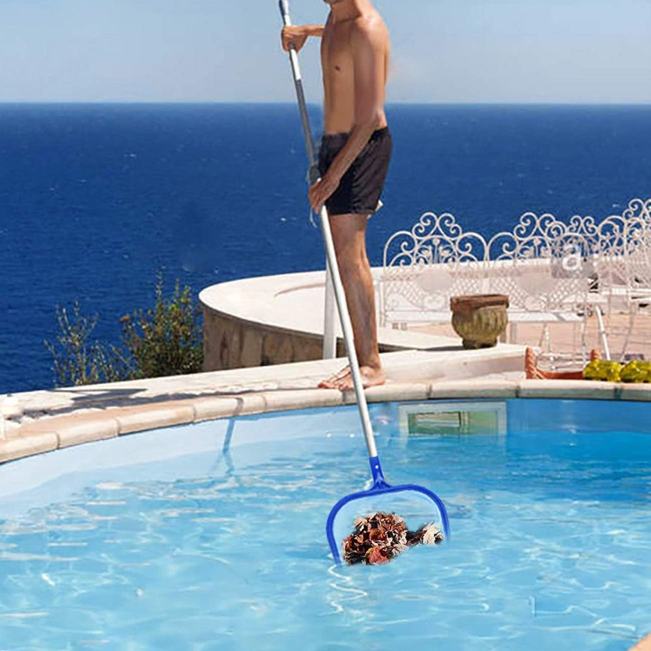 2Pcs Pool Skimmer Net,Hot Tubs Nets Fine Mesh Leaf Rake,Ultra Fine Mesh Pool Skimmer to Remove Leaves & Debris, Heavy Duty Swimming Pool Skimmer with Durable Handle image number 1