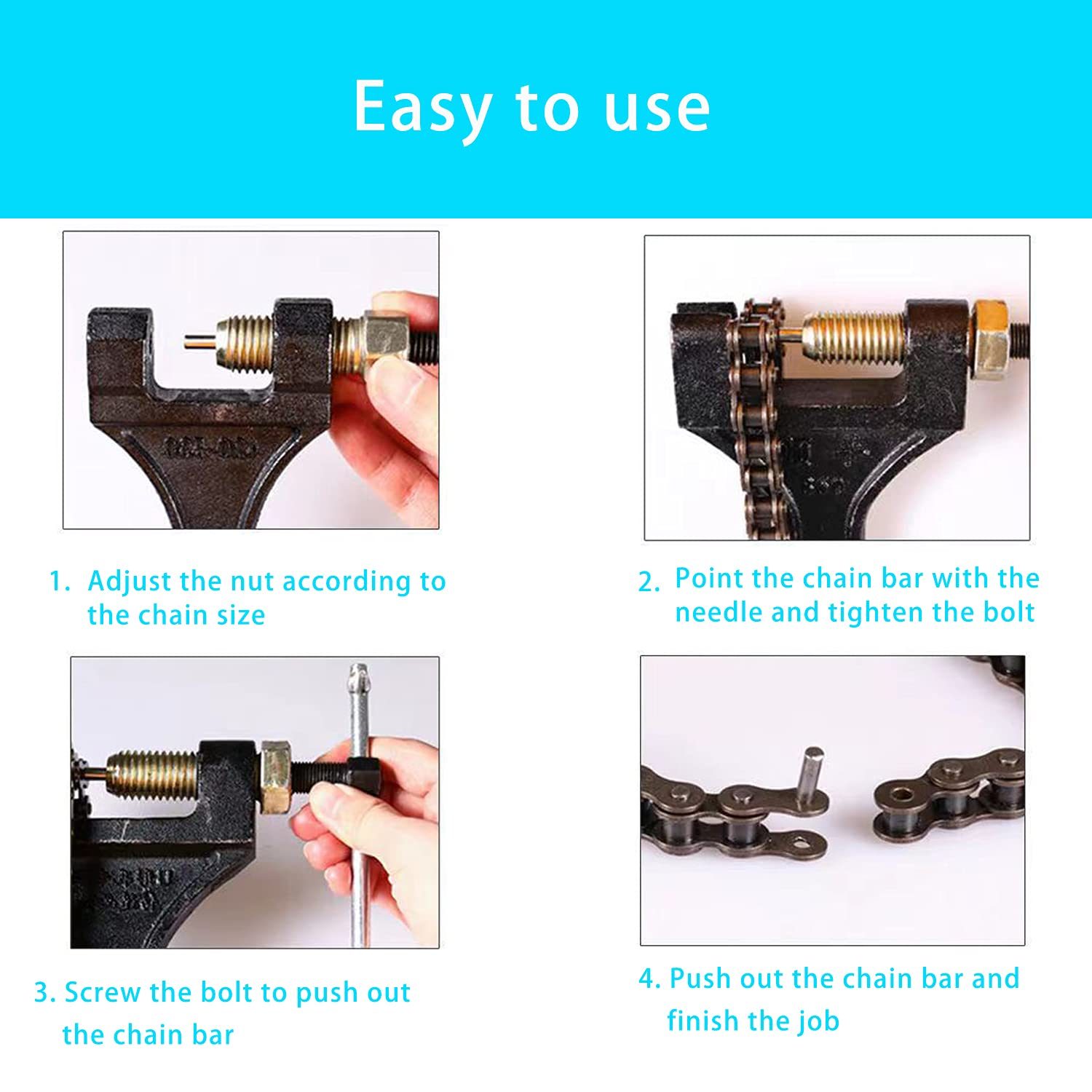 LUPING Chain Breaker Tool for 420-530 Roller Chain, Molybdenum Steel, Single Strand, Adjusts 420Mm, 428Mm, 520Mm, 525Mm, 528Mm, 530Mm Chains for Atvs, Dirt Bikes, GO Karts, Scooters, Pit Bikes