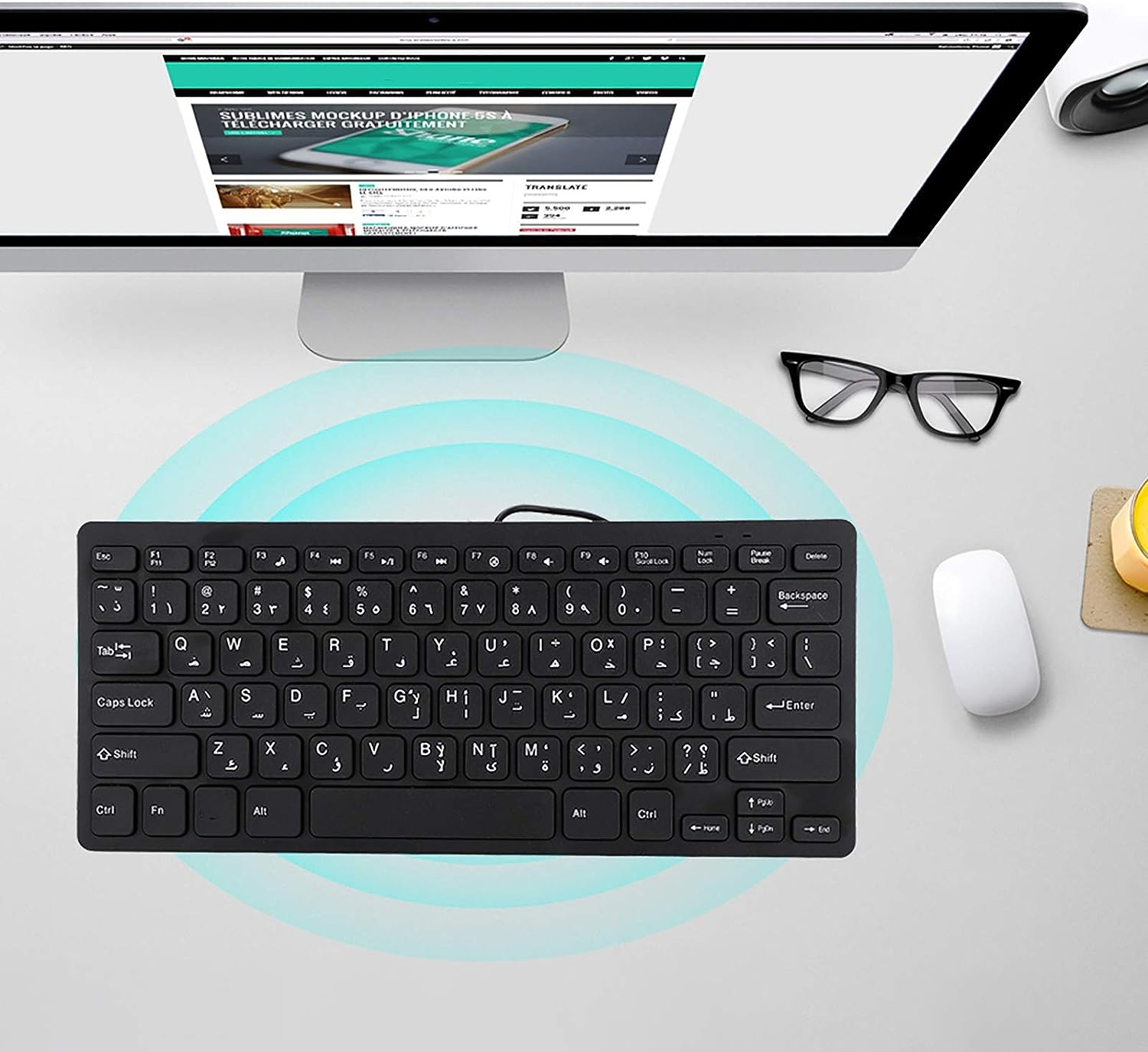 Arabic Keyboard, Keyboard Silent Black 78 Keys Ultra-Thin USB for Computer for Laptop image number 3