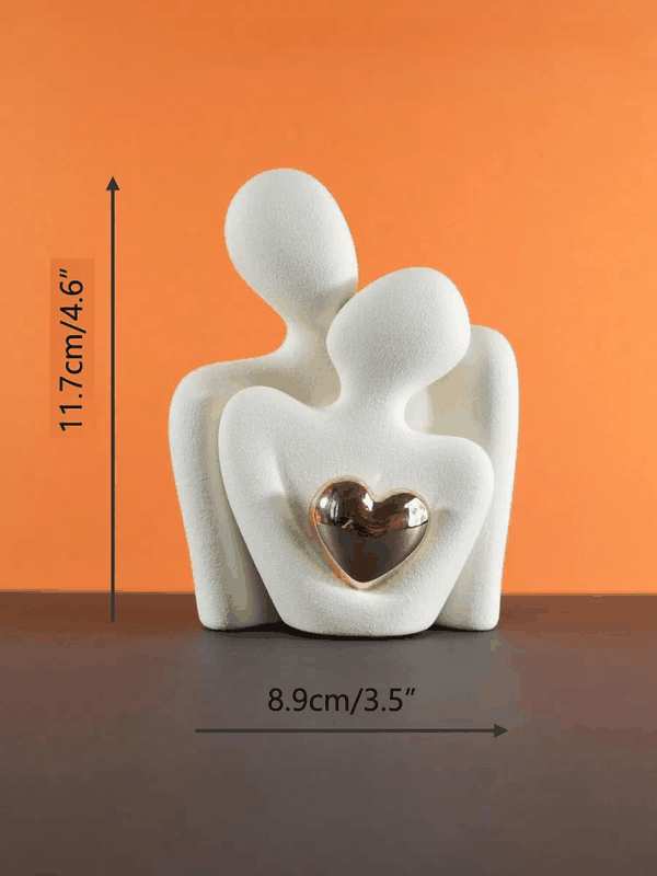 Modern Ceramic Couple Sculpture - Abstract Love Statue Ornament Figurine for Home Decor in Living Room, Bedroom,Office - Unique Couple Gift - Anniversary Birthday,Show Pieces for Home (White) image number 6