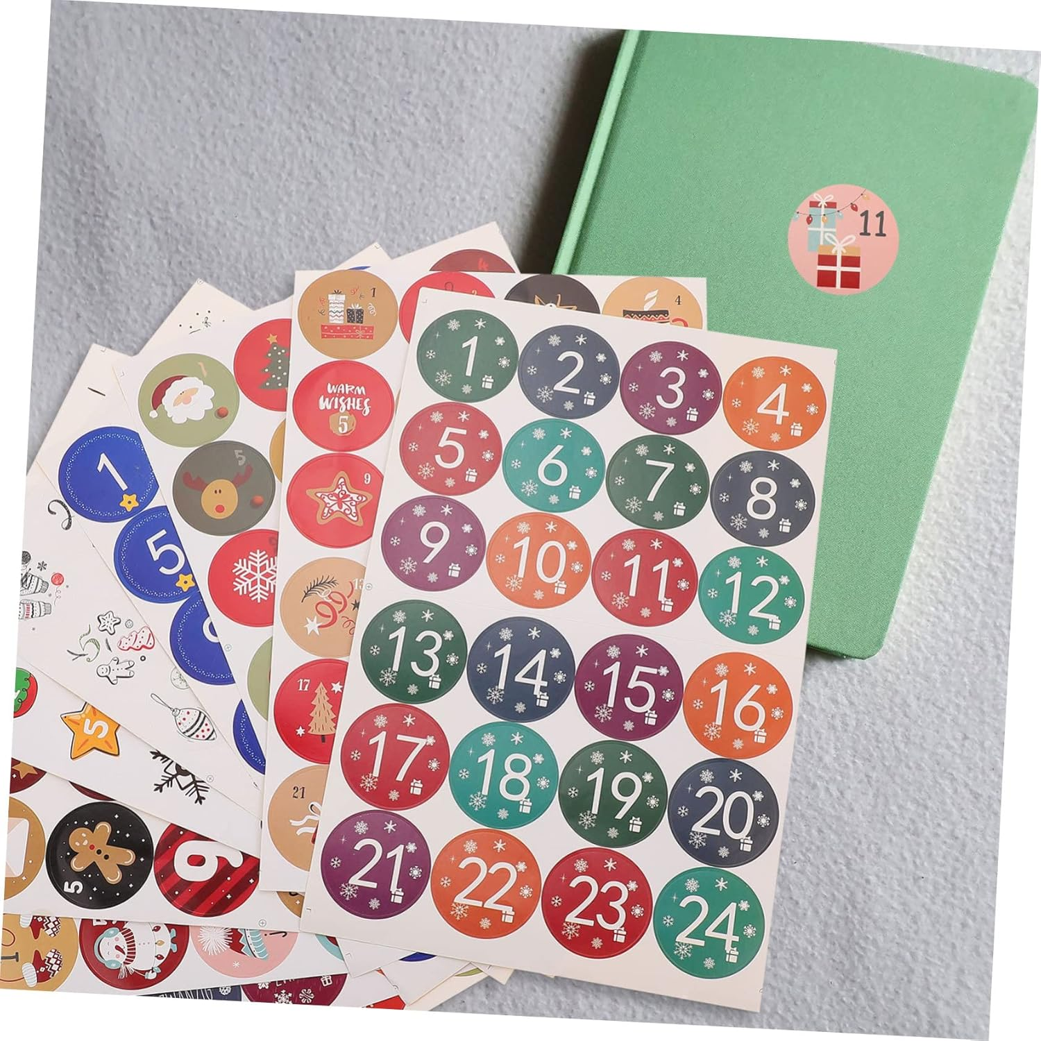10Sheets Christmas Number Stickers Countdown Decals for Holiday Cards Bags Styles for Festive Decor for Advent Calendars Party Favors image number 5