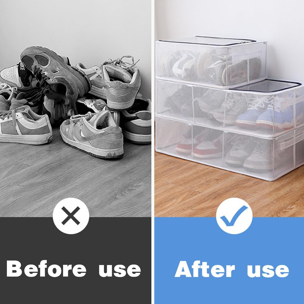 AIMALL Transparent Foldable Shoe Storage Box Set with Steel Frame, Dustproof Moisture-Proof, Installation-Free Visible Shoe Organizer for Home Use image number 2