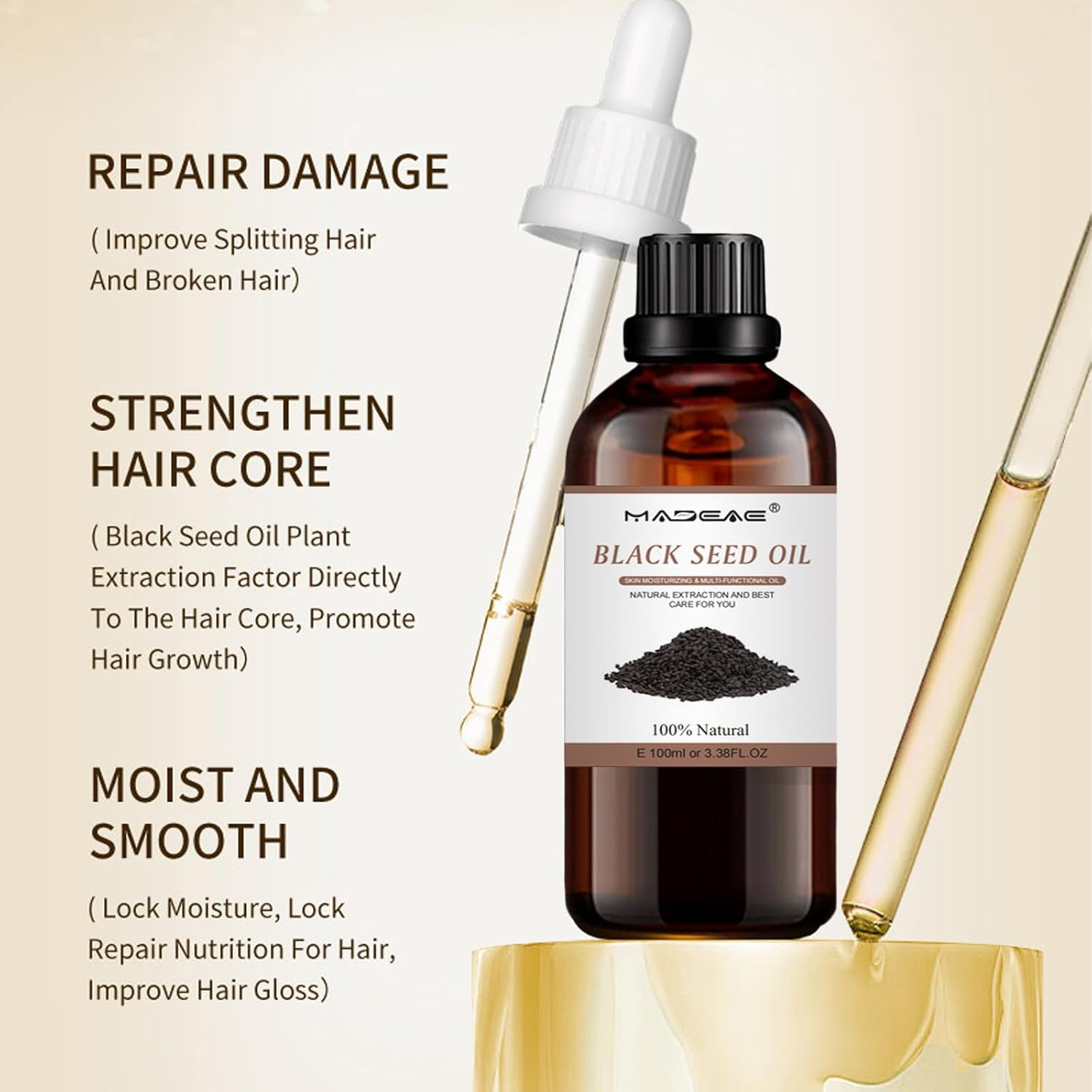 Organic Black Seed Oil for Face and Skin, Cold Pressed, Pure, USDA Certified, 100Ml image number 6