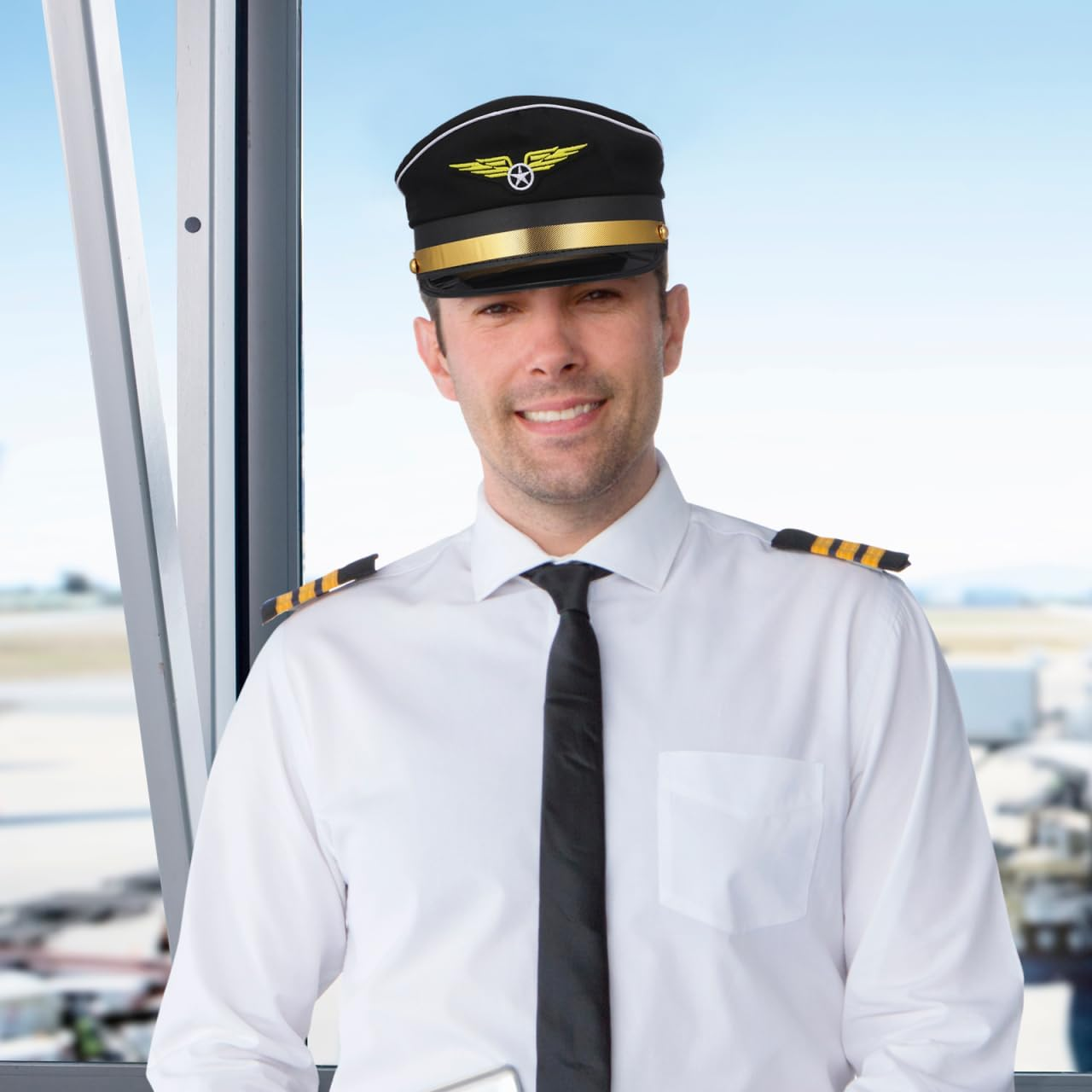 Pilot Hat for Adults Decorative Cosplay Accessory Adjustable Party Hat for Halloween Costume Comfortable Fit for Men for Stage Performance and Costume Parties image number 4