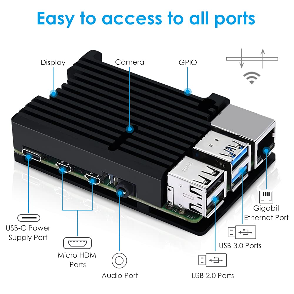 Geeekpi Case for Raspberry Pi 4B, Armor Case with Passive Cooling/Shell Heat Dissipation Heatsink Thermal Tape for Raspberry Pi 4B/3B+/3B image number 2