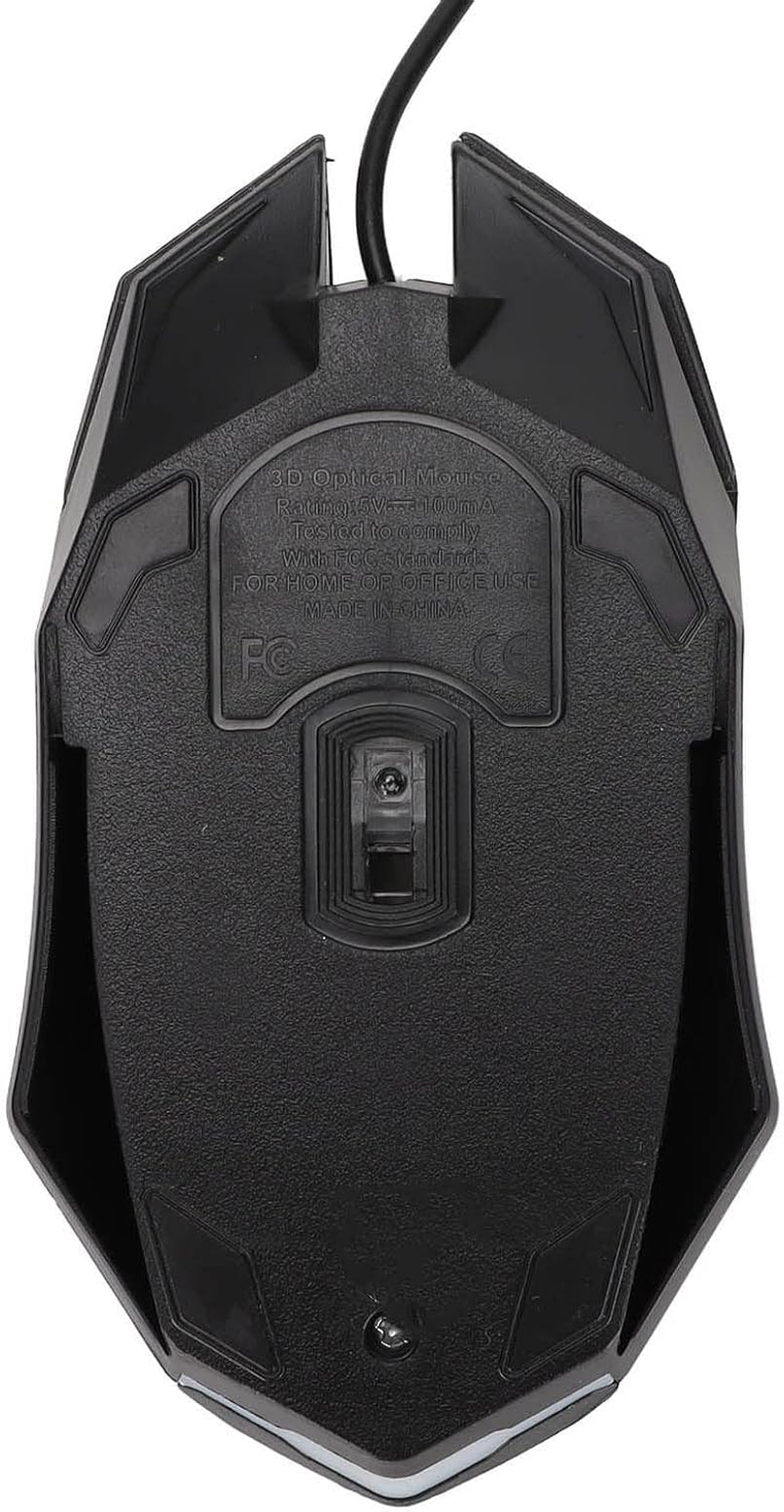 RGB Gaming Mouse, 1600 DPI USB Wired Computer Mice, 3D Scroll Wheel, Adjustable DPI, Ergonomic Gamer Mouse for for 8, for 7, for Vista or for XP (Black)