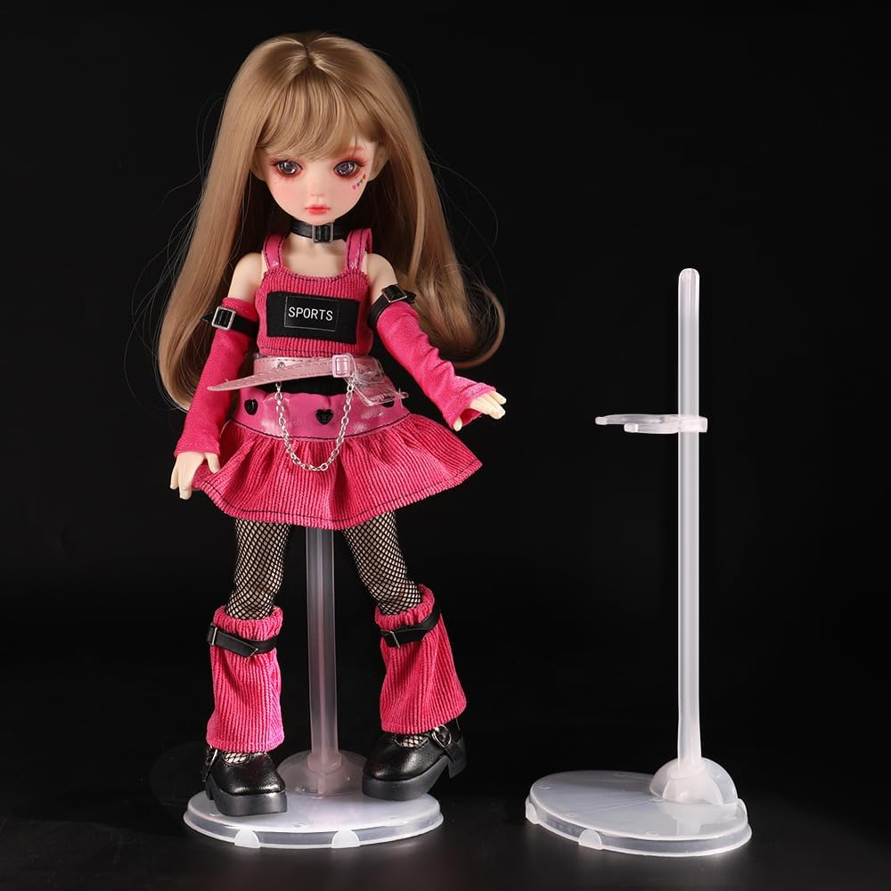 DACUAN 6 Pcs Transparent Doll Holder, Adjustable Doll Stand Support, Model Show Stands, Adjustable Action Figure Stand Barbie Accessories for 9-11 Inch Dolls image number 6